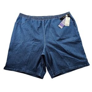 Catherines Everyday Fit Shorts Men's 3X Blue Denim Elastic Waist Stretch Pull On